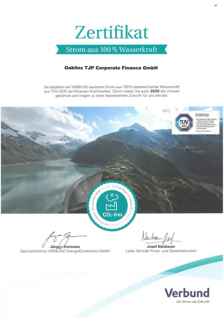 Zertifikat Wasserkraft